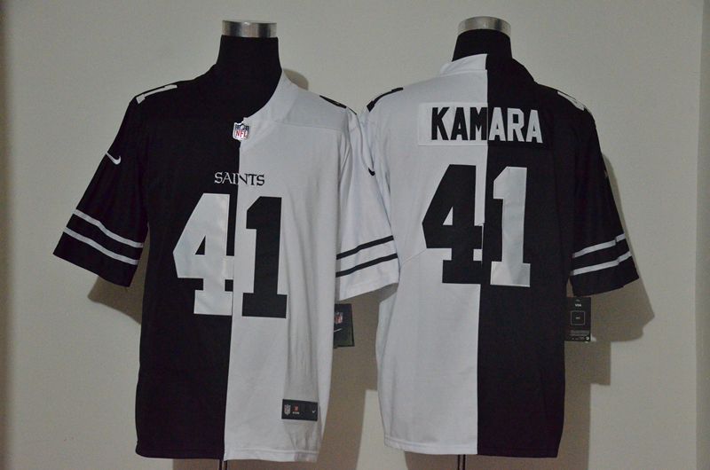 Men New Orleans Saints #41 Kamara Black white Half version 2020 Nike NFL Jerseys